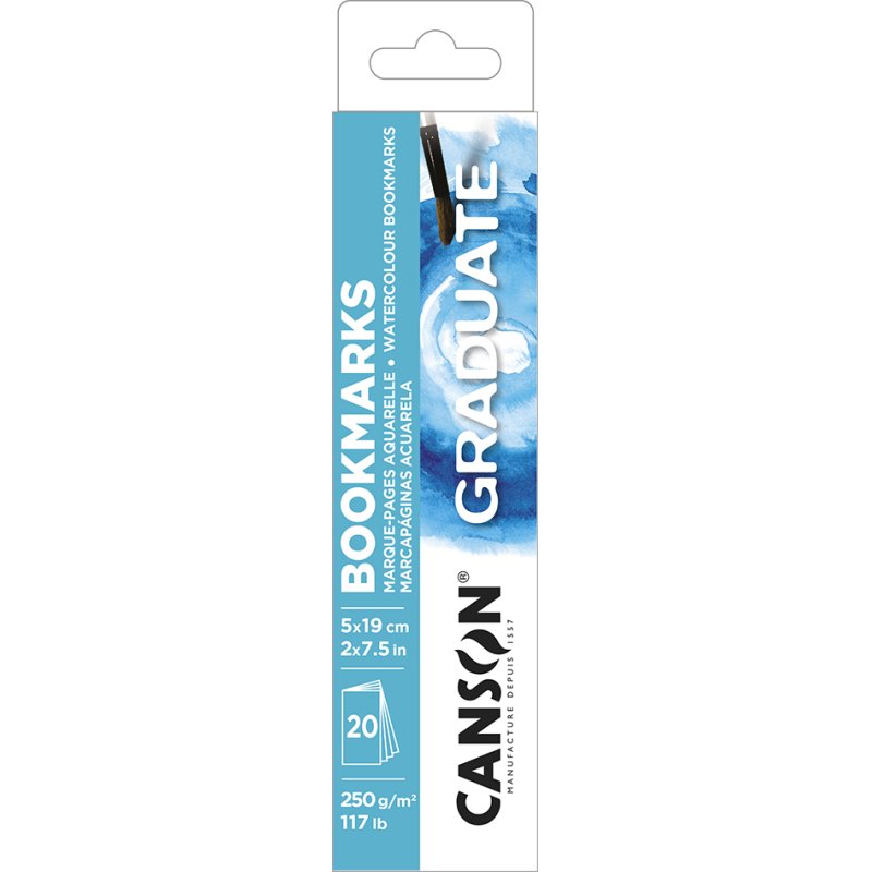 CANSON GRADUATE AQUARELLE bookmarks, white, 250 g/m², 50×190 mm